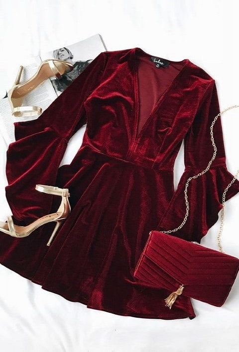robe rouge manches longues