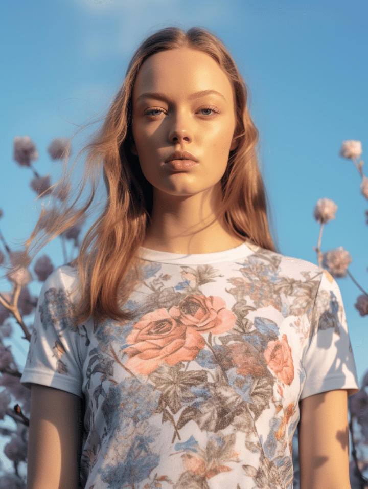 T shirt impirmé tendance fleurs