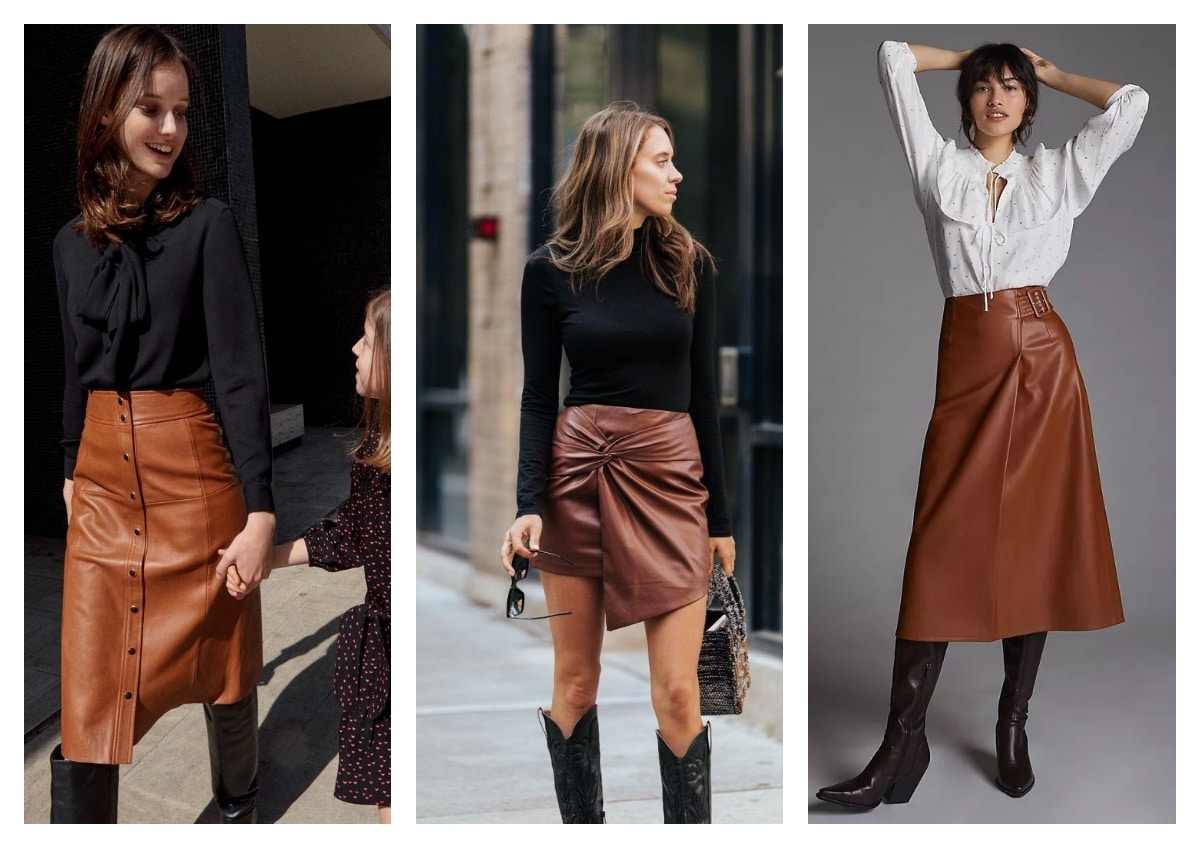 Comment porter la jupe en cuir marron